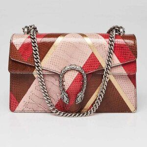 Gucci Pink Multicolor Ayers Snake Small Dionysus Small Shoulder Bag